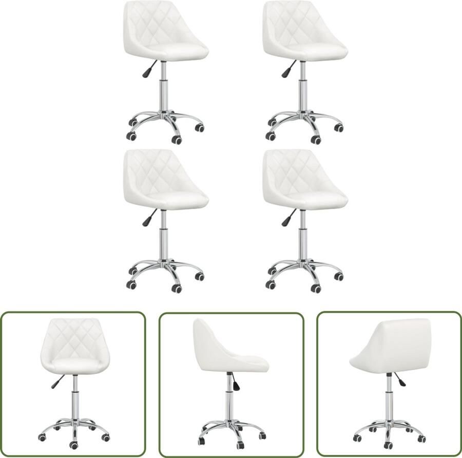 VidaXL Eetkamerstoelen Draaibaar Kunstleer Wit Draaibare Eetkamerstoel Eetkamerstoelen Kunstleder Witte Eetkamerstoel Moderne Eetkamerstoel