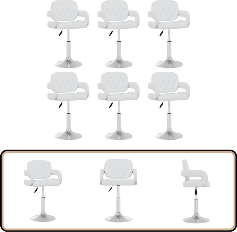 VidaXL Eetkamerstoelen Draaibaar Kunstleer Wit Eetkamerstoelen Draaibare Stoelen Kunstleder Meubels Witte Eetkamerstoelen Set Van 6 Stoelen