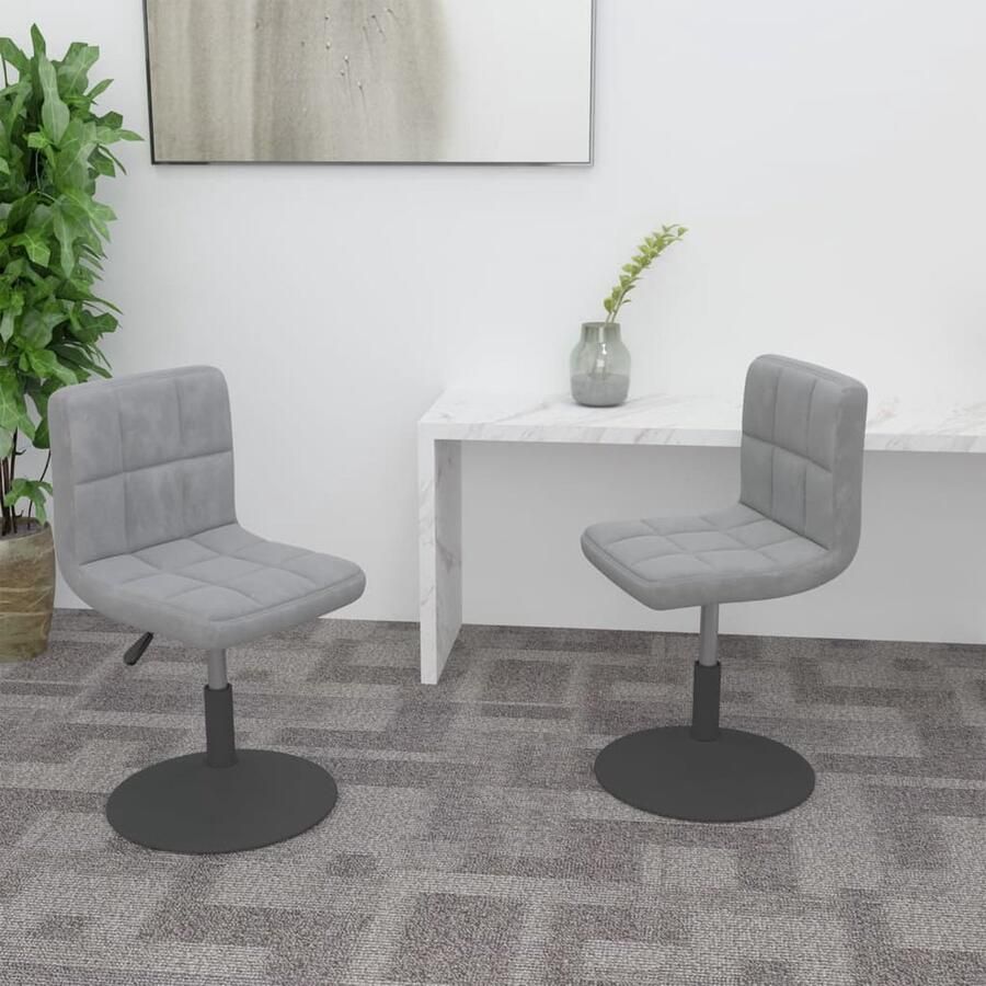 VidaXL Eetkamerstoelen Draaibaar Set van 2 Lichtgrijs Draaistool Velvet Fauteuil Kantoorstoel Ergonomische Stoel Woonruimte Decoratie Design Stoel Zitcomfort Multifunctionele Stoel Home Office Meubel Luxe Stoel - Foto 2