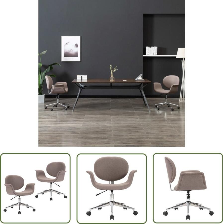 VidaXL Eetkamerstoelen Draaibaar Set van 2 Taupe Eetkamerstoelen Draaibare Stoelen Ergonomische Stoel Taupe Meubels Stoffen Stoelen Keukenstoelen Loungestoelen