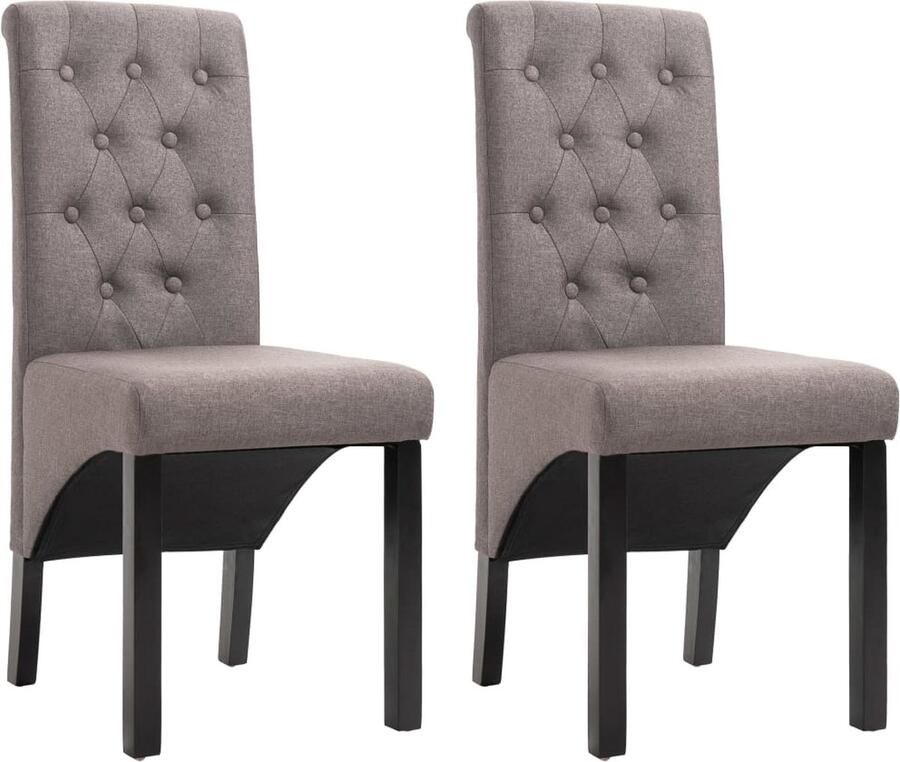 VidaXL Eetkamerstoelen Draaibaar Set van 2 Taupe Eettafelstoel Eetkamerstoel Lounge Chair Fauteuil Taupestoel Moderne Stoel Stijlvolle Stoel Set Van Twee Stoelen Polyester Stoel Comfort Stoel - Foto 2