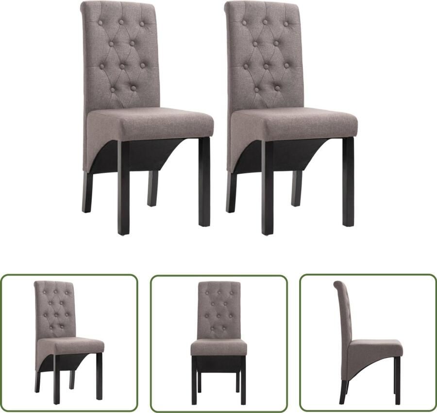VidaXL Eetkamerstoelen Draaibaar Set van 2 Taupe Eettafelstoel Eetkamerstoel Lounge Chair Fauteuil Taupestoel Moderne Stoel Stijlvolle Stoel Set Van Twee Stoelen Polyester Stoel Comfort Stoel