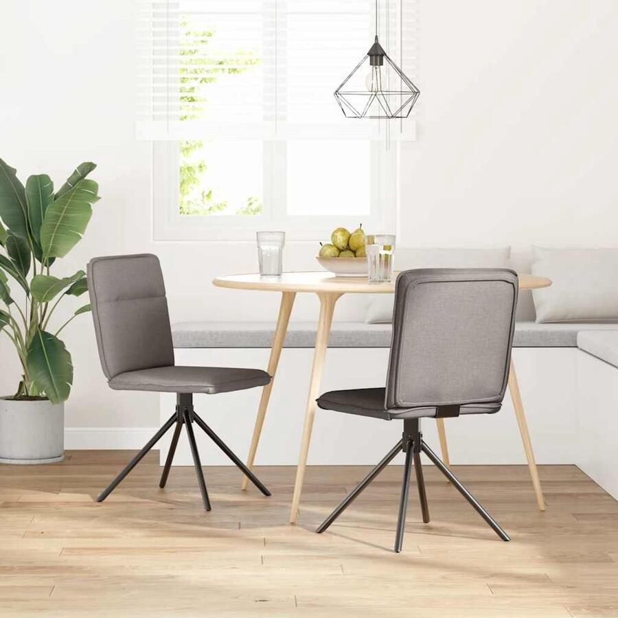 VidaXL Eetkamerstoelen Draaibaar Set van 2 Taupe Eetzalen Stoelen Draai Stoel Eetkamerstoel Taupe Lounge Stoel Comfortabele Stoel - Foto 2