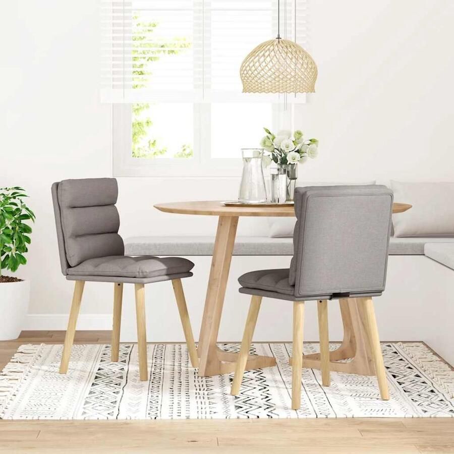 VidaXL Eetkamerstoelen Draaibaar Set van 2 Taupe Eetkamerstoel Designstoel Comfortabele Stoel Taupe Kleur Ruime Zitzitting - Foto 2