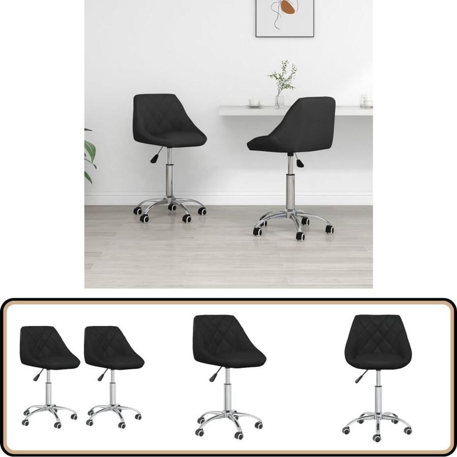 VidaXL Eetkamerstoelen Draaibaar Set van 2 Zwart Eettafelstoel Eetkamerstoel Draaiende Stoel Kunstleder Zwarte Stoel Moderne Stoel Comfortabele Stoel Gasveren Roterende Stoel Salontafelstoel