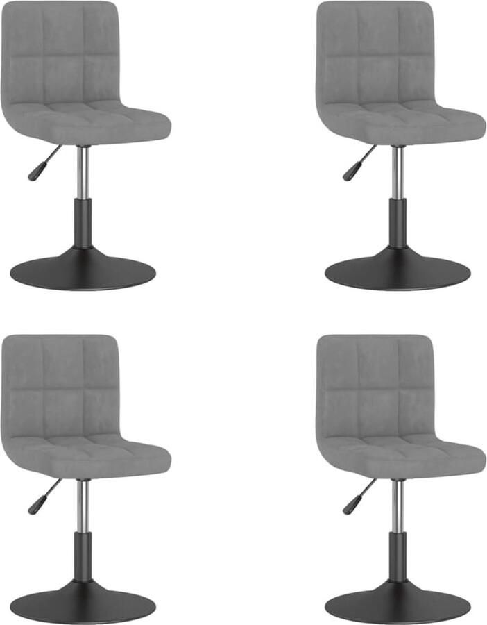 VidaXL Eetkamerstoelen Draaibaar Set van 4 Lichtgrijs Eetkamerstoelen Draaibare Stoelen Fluweel Stoelen Grijze Stoelen Design Stoelen Comfortabele Stoelen Verstelbare Stoelen Moderne Stoelen Klassieke Stoelen - Foto 2
