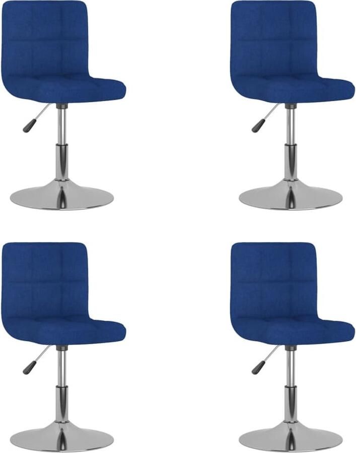 VidaXL Eetkamerstoelen Draaibaar Stof 4 stuks Blauw Draaibare Eetstoel Eetkamerstoel Stoffen Eetstoel Blauwe Eetstoel Gasveermechanisme In Hoogte Verstelbare Stoel Design Eetkamerstoel - Foto 2
