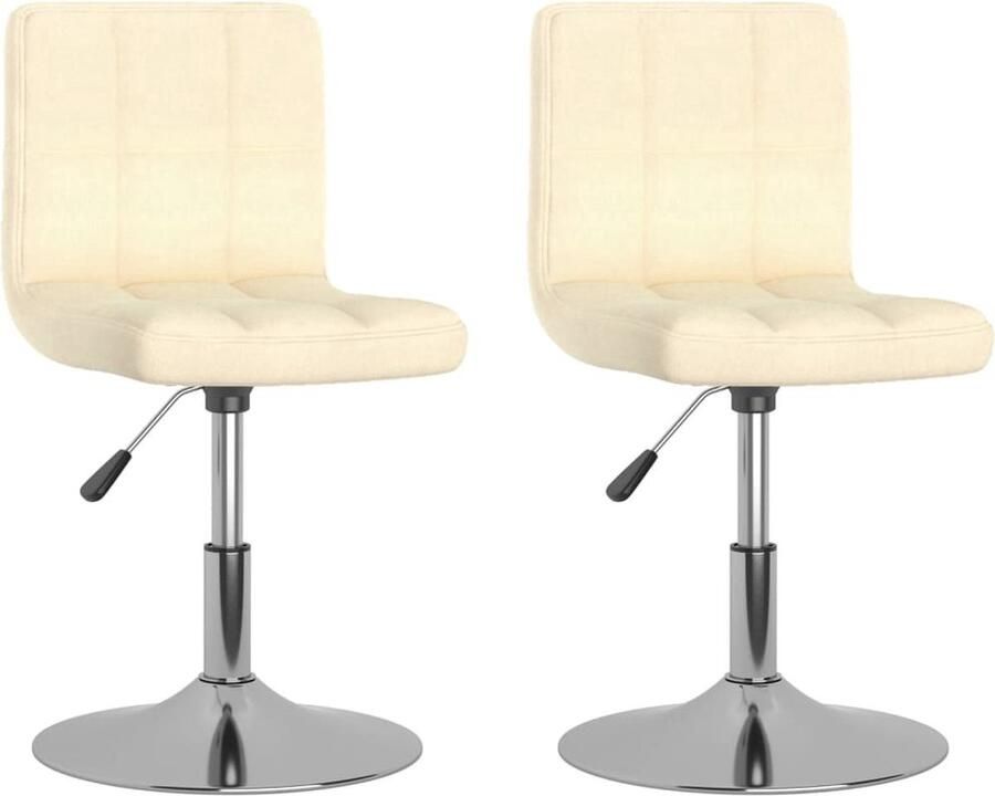 The Living Store Draaibare Eetstoelen Stof 40 x 43 cm Crème Verchroomd Staal Draaibare Eetkamerstoel Eetkamerstoelen Krukken Stoffen Meubels Creme Kleur