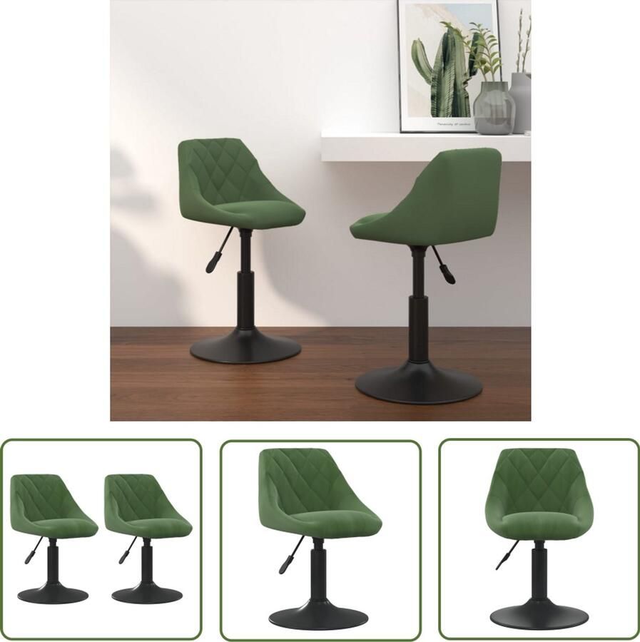 VidaXL Eetkamerstoelen Draaibare Eetkamerstoel Eetkamerstoelen draaibaar 2 st fluweel donkergroen Fluweel Stoel Donkere Groene Stoel Comfortabele Stoel