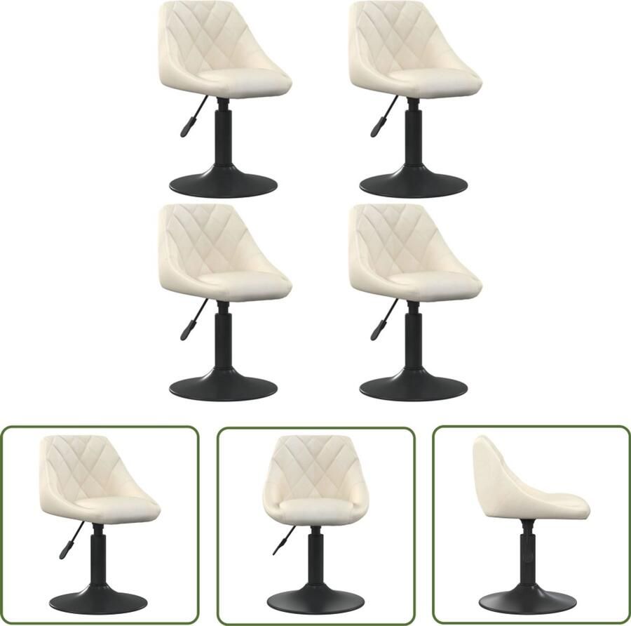 The Living Store Eetkamerstoelen draaibaar 4 st fluweel crèmekleurig Draaibare Eetkamerstoel Eetkamerstoelen Fluweel Stoel Creme Fauteuil Moderne Eetkamerstoel
