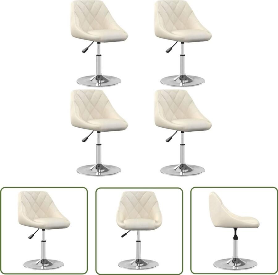 The Living Store Eetkamerstoelen draaibaar 4 st fluweel crèmekleurig Draaibare Eetkamerstoel Eetkamerstoelen Fluweel Stoel Creme Fauteuil Salontafel Stoel