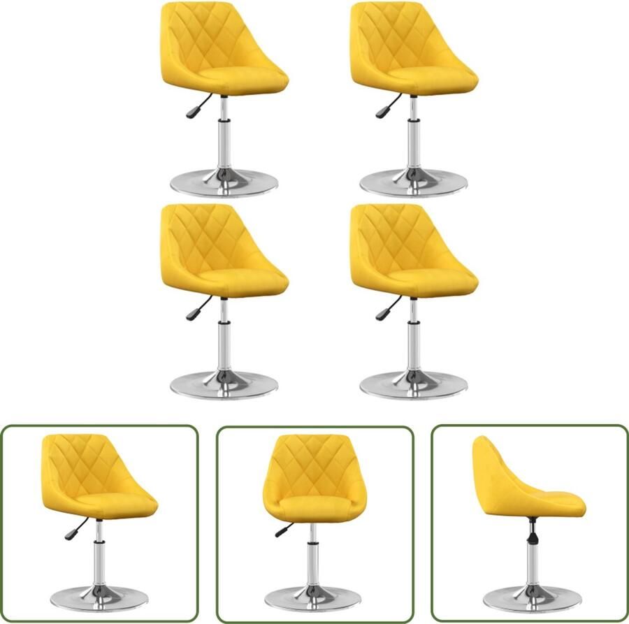The Living Store Eetkamerstoelen draaibaar 4 st fluweel mosterdgeel Draaibare Eetkamerstoel Eetkamerstoelen Fluweel Stoel Mosterdgeel Meubels Moderne Eetkamerstoel