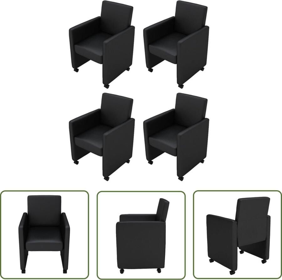 The Living Store Eetkamerstoelen Zwart 58.5 x 65 x 88 cm (B x D x H) Eettafel Stoelen Eetkamerstoelen Kunstleer Stoelen Zwarte Stoelen Design Stoelen - Foto 2