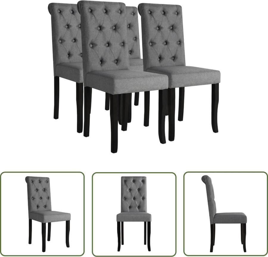 The Living Store Eetstoelen Massief Hout 42x52x96 cm donkergrijs Eetkamerstoelen Massieve Houten Stoelen Donkere Grijze Stoelen Luxe Stoelen Comfortabele Stoelen