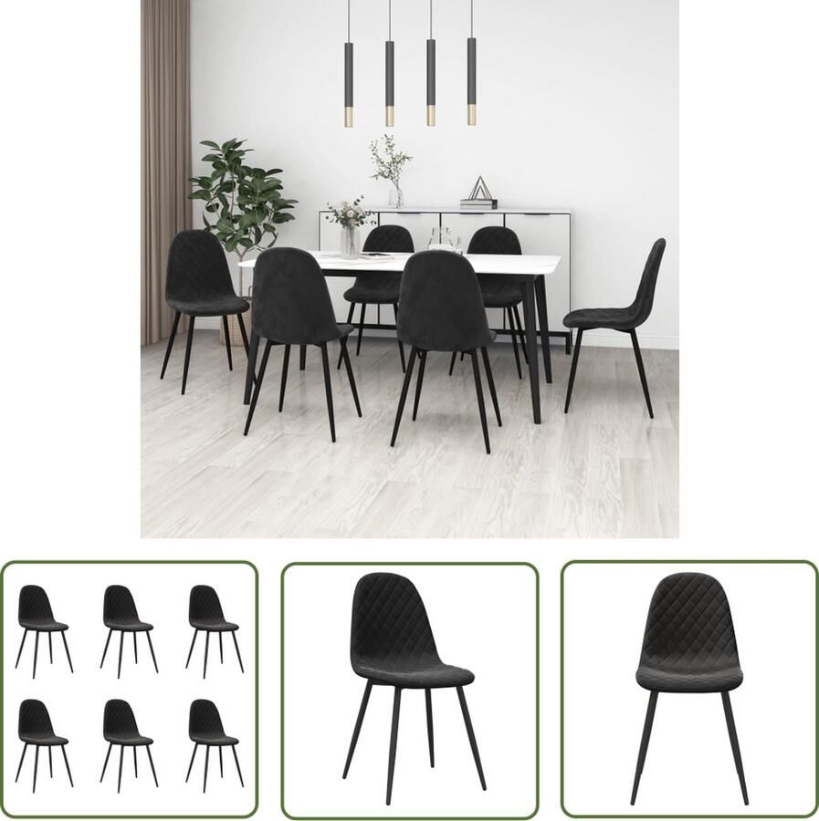 The Living Store Eetstoelen Keukenstoelen 45 x 53.5 x 87 cm Zwart Fluweel Eettafel Stoelen Eetkamerstoelen Fluweel Stoelen Zwarte Stoelen Design Stoelen - Foto 3