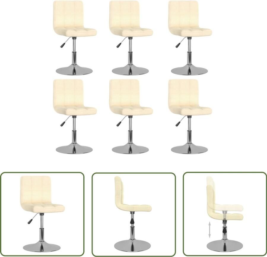 The Living Store Eetkamerstoelen 6 st stof crèmekleurig Eettafel Stoelen Eetkamerstoelen Draaibare Stoelen Creme Meubels Moderne Stoelen