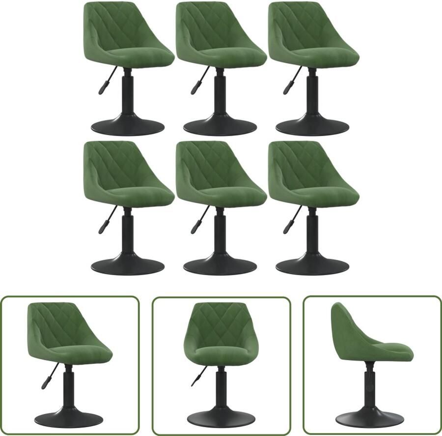 VidaXL Eetkamerstoelen Eettafel Stoelen Eetkamerstoelen draaibaar 6 st fluweel donkergroen Draaibare Stoelen Velours Stoelen Donkere Groene Stoelen