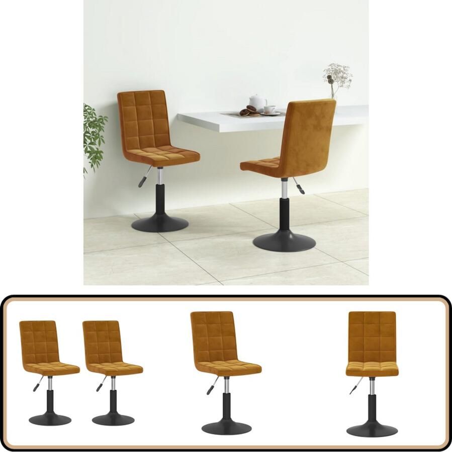 The Living Store Eetkamerstoelen draaibaar 2 st fluweel bruin Draaibare Eetkamerstoel Eetkamerstoelen Velvet Bruine Eetkamerstoelen Moderne Eetkamerstoelen Comfortabele Eetkamerstoelen