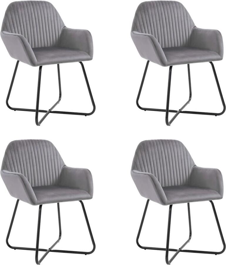 VidaXL Eetkamerstoelen Fluweel 4 stuks Grijs Eetkamerstoelen Fluweel Stoelen Grijze Stoelen Design Meubels Comfortabele Stoelen