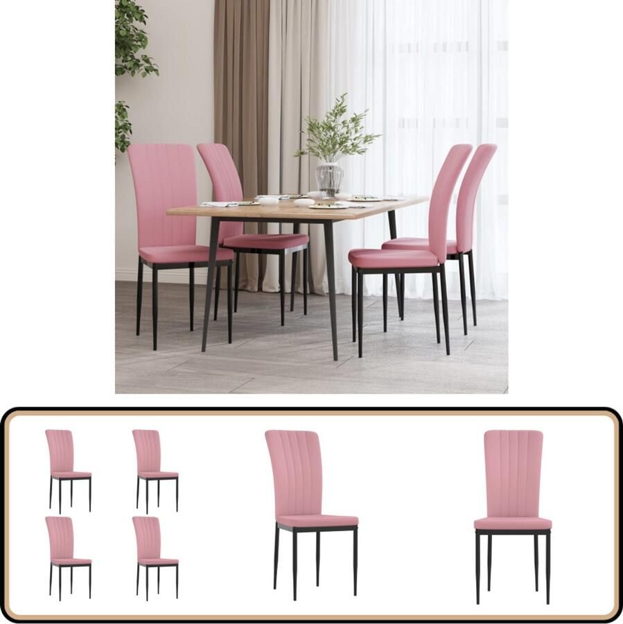 VidaXL Eetkamerstoelen Fluweel 4 stuks Roze Eetkamerstoelen Fluweel Stoelen Roze Meubilair Luxe Stoelen Comfortabele Stoelen Design Stoelen