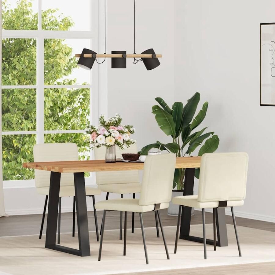 VidaXL Eetkamerstoelen Fluweel Crème 4 stuks Eetkamerstoel Fluweel Stoel Creme Fauteuil Comfortabele Stoel Moderne Eetkamerstoel