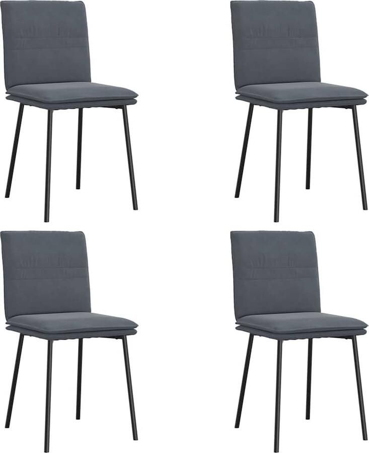 VidaXL Eetkamerstoelen Fluweel Donkergrijs 4 stuks Eettafelstoel Eetkamerstoel Velours Stoel Donkere Stoel Luxe Stoel