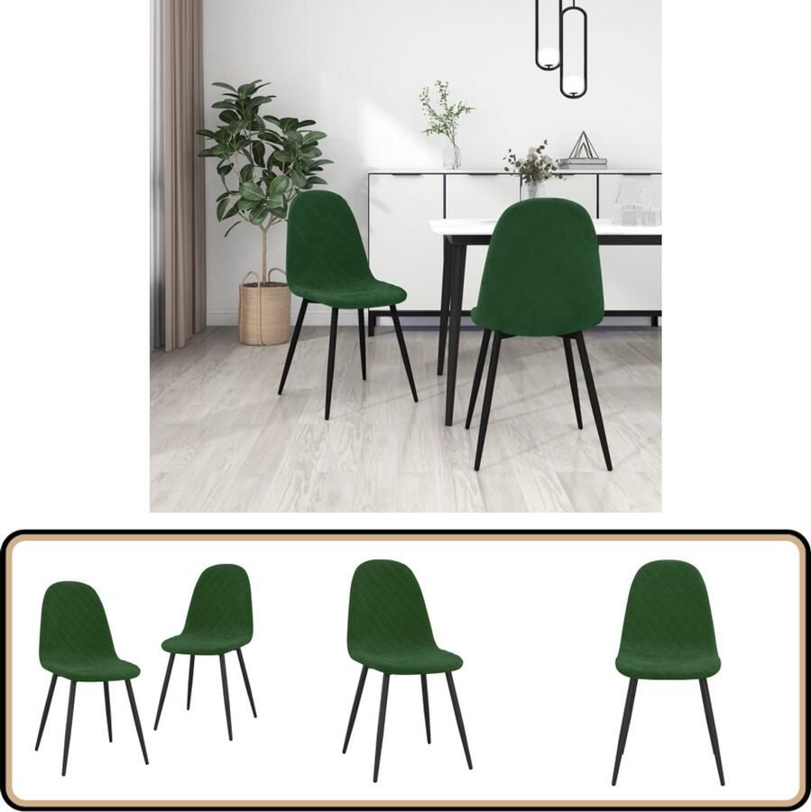 VidaXL Eetkamerstoelen 2 st fluweel donkergroen