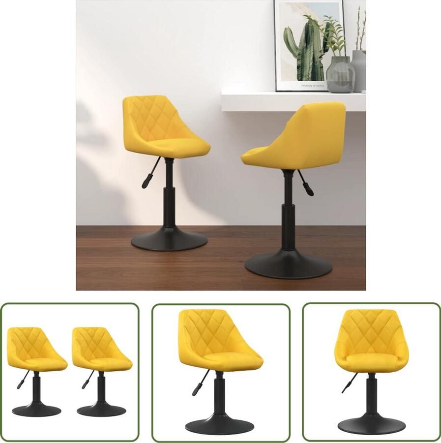 The Living Store Eetkamerstoelen draaibaar 2 st fluweel mosterdgeel Draaibare Eetkamerstoel Eetkamerstoelen Fluweel Mosterdgeel Meubels Eetkamerstoel Hoog Eetkamerstoel Modern
