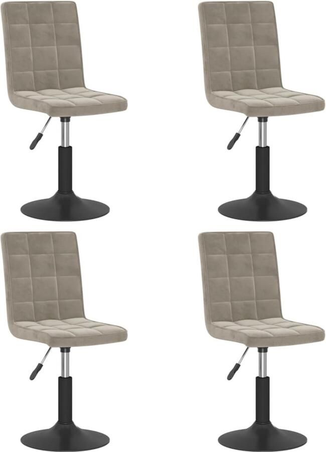 VidaXL Eetkamerstoelen Fluweel Lichtgrijs 4 stuks Draaibare Eetkamerstoel Fluweel Licht Grijze Eetkamerstoel Modern Eetkamerstoel Design Eetkamerstoel