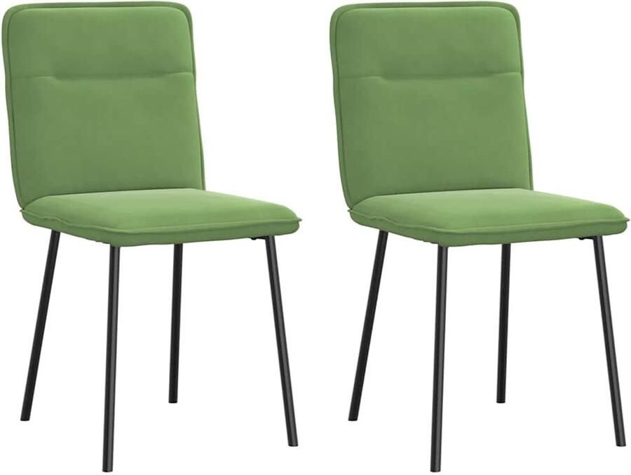 VidaXL Eetkamerstoelen Fluweel Lichtgroen 2 st Eettafelstoel Eetkamerstoel Velours Stoel Groene Stoel Luxe Stoel