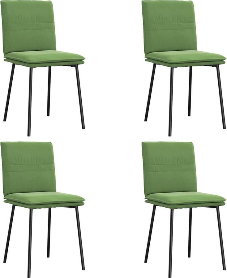 VidaXL Eetkamerstoelen Fluweel Lichtgroen 4 stuks Eettafelstoel Eetkamerstoel Velours Stoel Groene Stoel Comfortabele Stoel - Foto 3