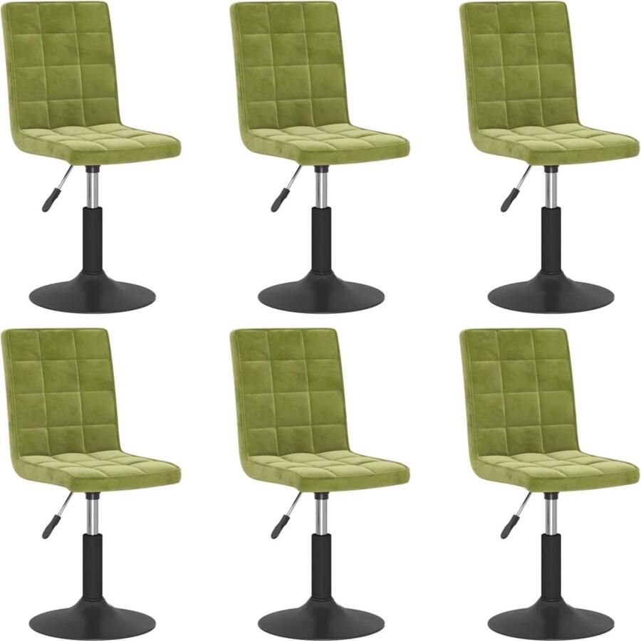 VidaXL Eetkamerstoelen Fluweel Lichtgroen 6 stuks Eetkamerstoel Draaiende Stoel Velours Stoel Groene Stoel Luxe Stoel Dining Chair Swivel Chair Velvet Chair Green Chair