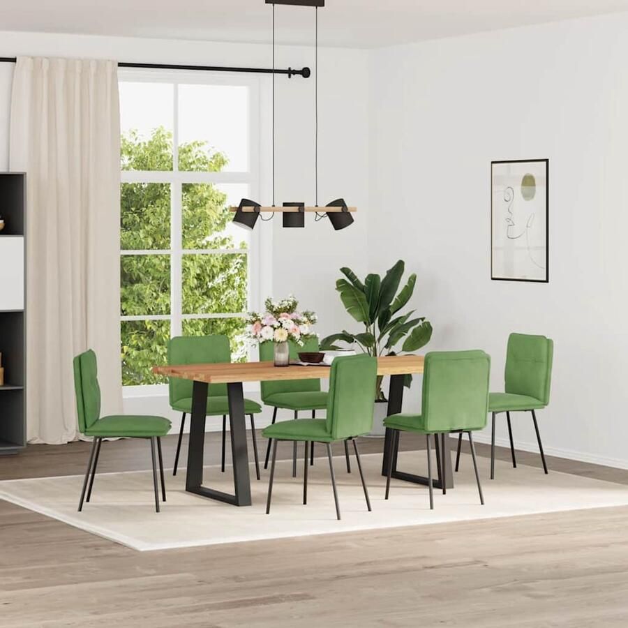 VidaXL Eetkamerstoelen Fluweel Lichtgroen 6 stuks Eetzit Eetkamerstoel Velours Stoel Groene Stoel Luxe Stoel