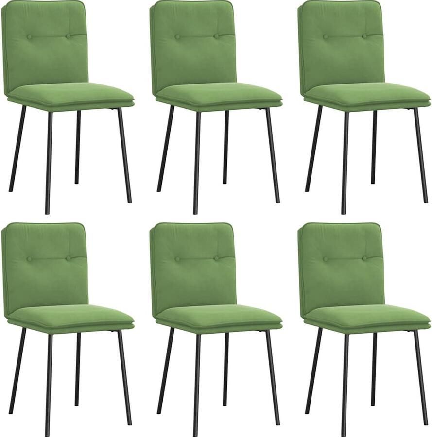 VidaXL Eetkamerstoelen Fluweel Lichtgroen 6 stuks Eetzit Eetkamerstoel Velours Stoel Groene Stoel Luxe Stoel - Foto 2