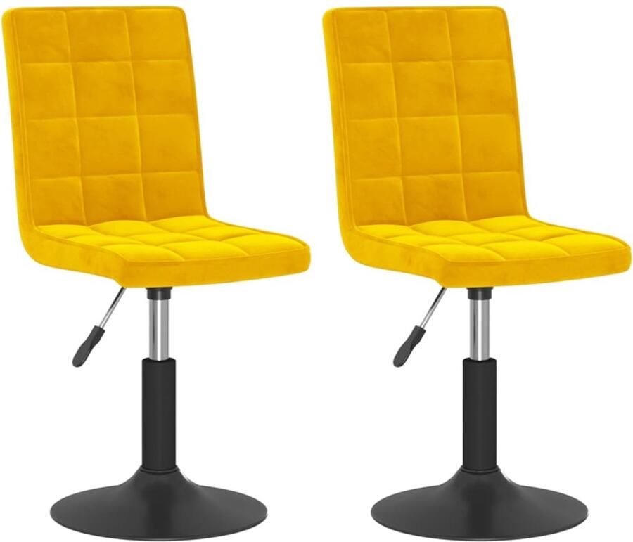 VidaXL Eetkamerstoelen Fluweel Mosterdgeel 2 St Draaibare Eetkamerstoel Fluweel Mosterdgeel Meubilair Design Eetkamerstoel Comfy Stoel