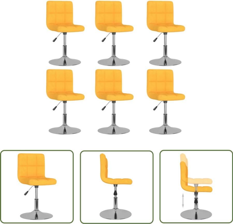 The Living Store Eetkamerstoelen draaibaar 6 st stof geel Draaibare Eetkamerstoelen Geel Stof Eetkamerstoelen Design Eetkamerstoelen Met Gasveer