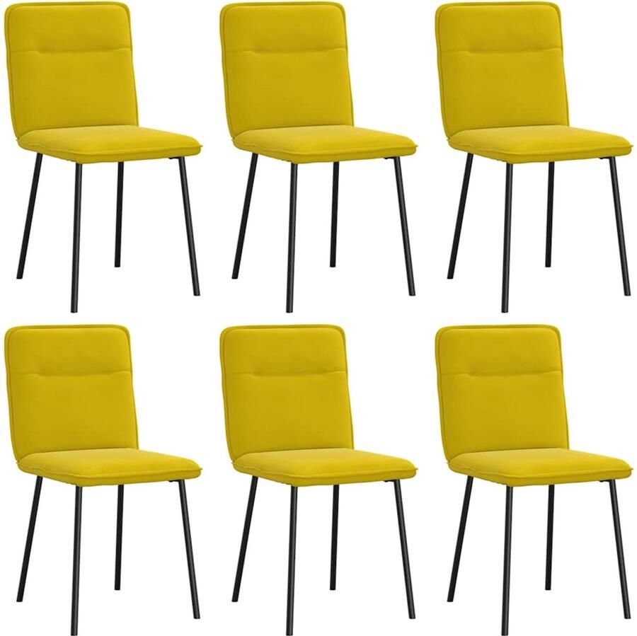 VidaXL Eetkamerstoelen Geel Fluweel Set van 6 Eetkamerstoel Velours Stoel Gele Stoel Comfortabele Stoel Design Stoel