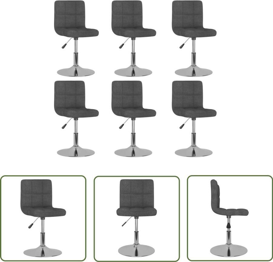 The Living Store Eetkamerstoelen 6 st draaibaar stof donkergrijs Draaibare Eetkamerstoelen Grijs Design Eetkamerstoelen Comfortabele Eetkamerstoelen Luxe Eetkamerstoelen