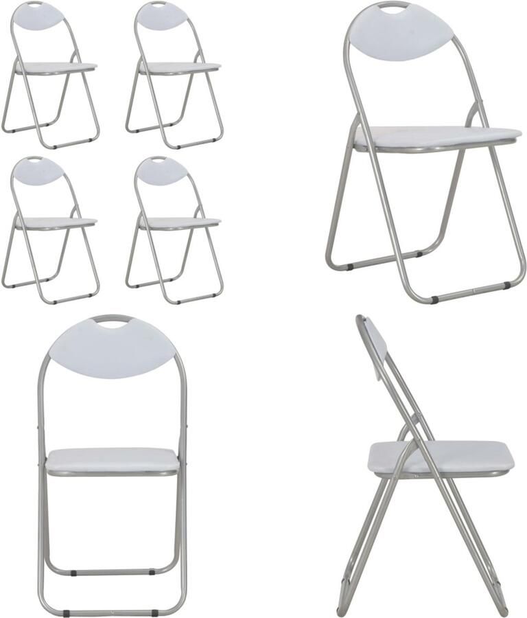 VidaXL Eetkamerstoelen inklapbaar 4 st kunstleer wit Stoel Stoelen Klapstoel Klapstoelen