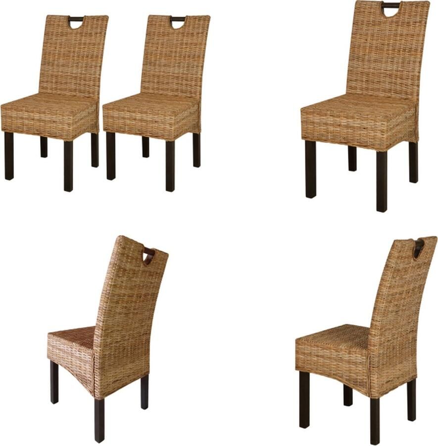 VidaXL Eetkamerstoelen Kubu 2 stuks rattan mangohout Eetkamerstoel Eetkamerstoelen Diner Stoel Diner Stoelen