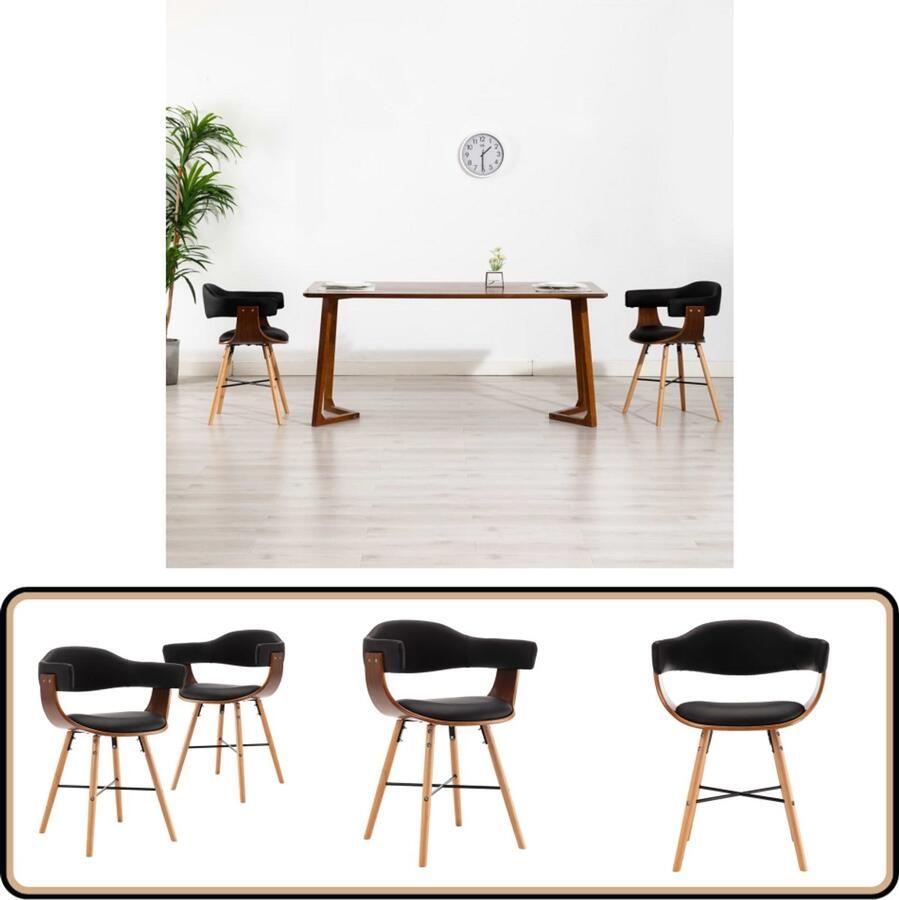 VidaXL Eetkamerstoelen Kunstleer Set van 2 Zwart Eetkamerstoelen Kunstleder Stoel Design Stoel Zwarte Stoel Eetkamer Meubels Salontafel Dining Chairs