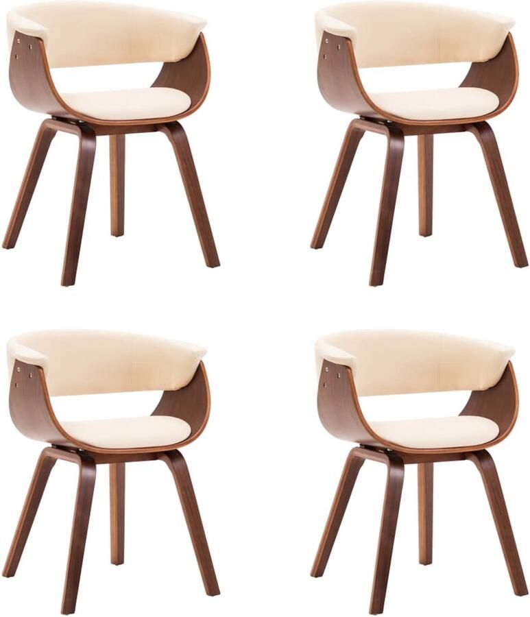 VidaXL Eetkamerstoelen Kunstleer Set van 4 crèmekleurig Eetkamerstoelen Kunstleder Meubels Creme Kleur Meubels Eetkamer Sets Dining Chairs Lounge Chairs