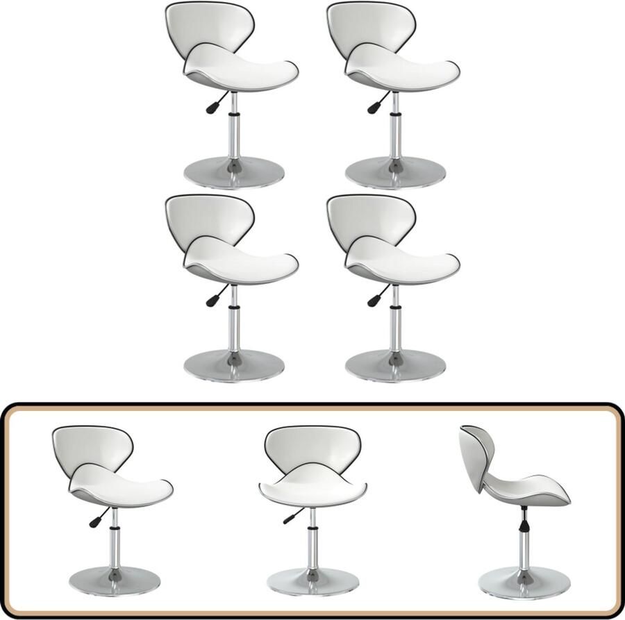 VidaXL Eetkamerstoelen Kunstleer Wit 4 stuks Eettafelstoel Eetkamerstoel Kunstleder Stoel Modern Stoel Draaibare Stoel