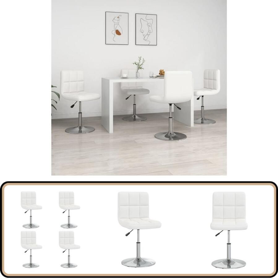 VidaXL Eetkamerstoelen Kunstleer Wit 4 stuks Eettafelstoel Set Van Vier Witte Eetkamerstoel Moderne Eetkamerstoel Kunstlederen Stoel