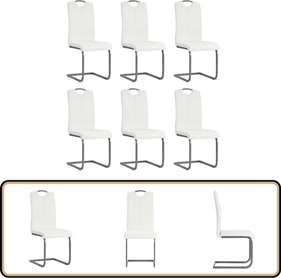 VidaXL Eetkamerstoelen Kunstleer Wit 6 stuks Eetkamerstoelen Kunstleder Meubels Witte Eetkamerstoelen Design Eetkamerstoelen Modern Meubilaar