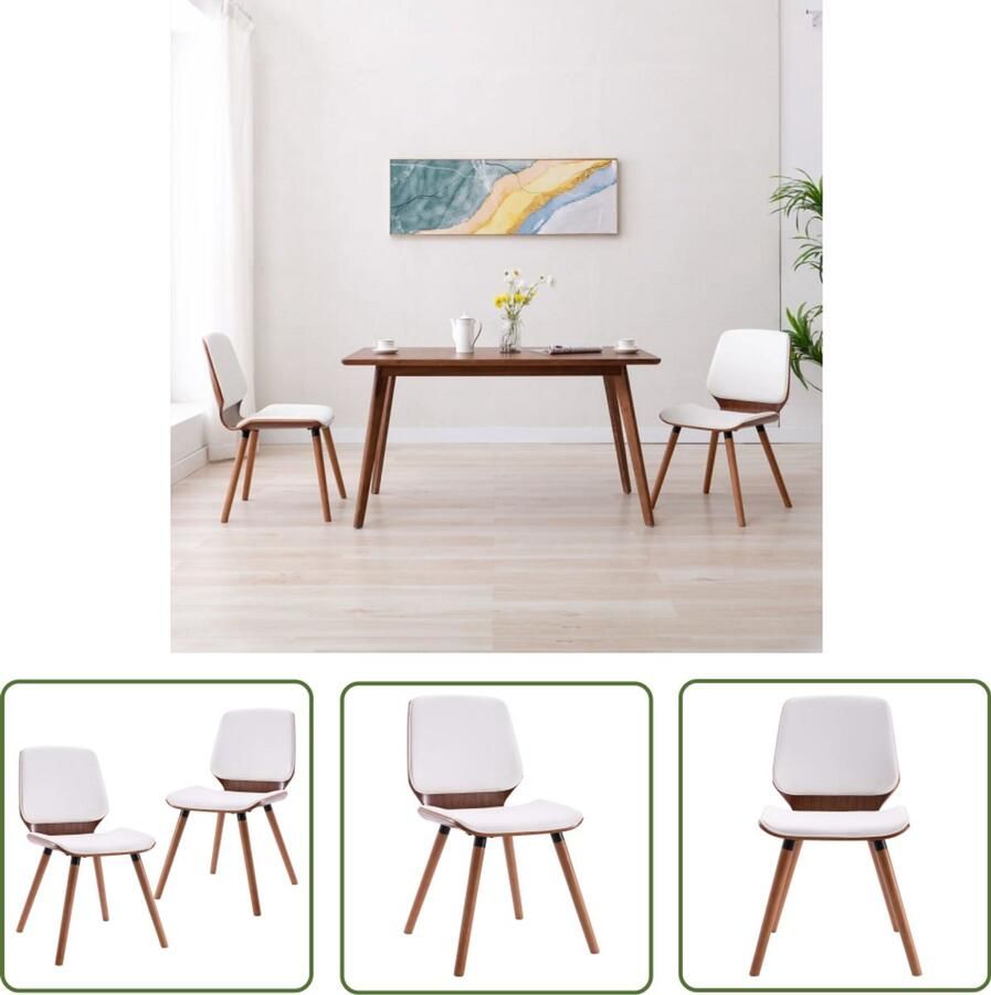 VidaXL Eetkamerstoelen Kunstleer Wit Set van 2 Eetkamerstoel Comfortabele Stoel Witte Stoel Kunstleder Stoel Moderne Stoel Salontafel