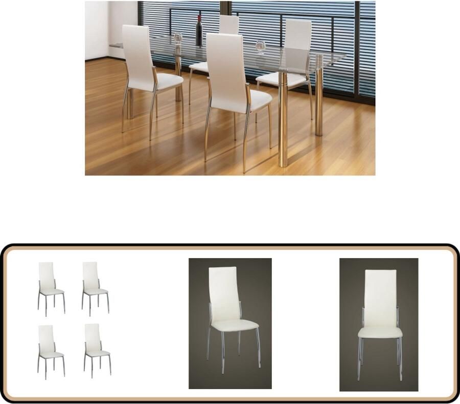 VidaXL Eetkamerstoelen Kunstleer Wit Set van 4 Moderne Eetkamerstoelen Set Kunstleder Stoel Witte Eetkamerstoelen Ergonomische Stoel Eetkamer Meubels Salontafel Dining Chairs Keukenstoel
