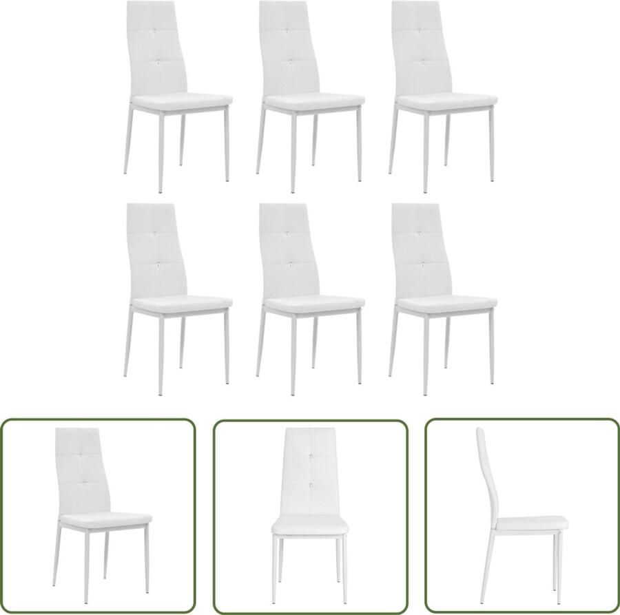 VidaXL Eetkamerstoelen Kunstleer Wit Set van 6 Eetkamerstoelen Kunstleder Meubels Witte Meubels Dining Chairs Salontafel Keukenstoel Luxe Stoel Comfortabele Stoel Stijlvolle Stoel Moderner Interieurstijl