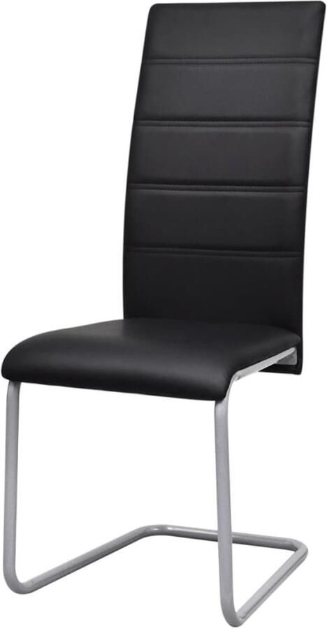 VidaXL Eetkamerstoelen Kunstleer Zwart 4 stuks Zwevende Eetkamerstoelen Kunstleder Zwarte Eetkamerstoelen Moderne Eetkamerstoelen Comfortabele Eetkamerstoelen Stapelbare Eetkamerstoelen - Foto 2