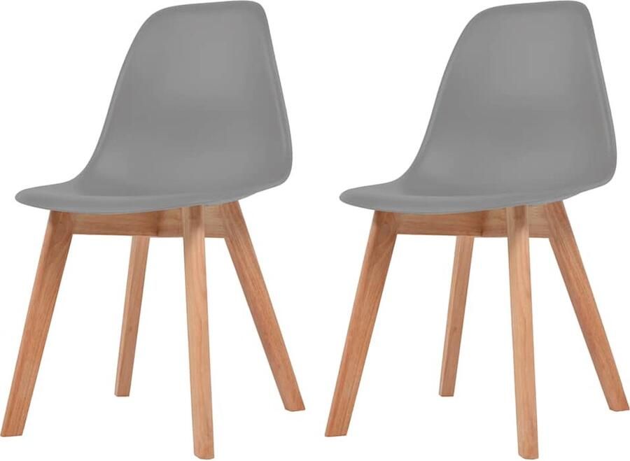 VidaXL Eetkamerstoelen Kunststof Grijs 2 stuks Eetkamerstoelen Kunststof Stoel Grijze Stoel Salontafel Dining Chair Modern Meubilair Comfort Stoel Stijlvolle Stoel Set Van Twee Stoelen - Foto 2